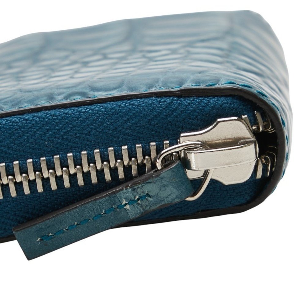 Gucci Crocodile Embossed Wallet/Coin Case 250983 Blue Leather Women's GUCCI - Picture 6 of 10